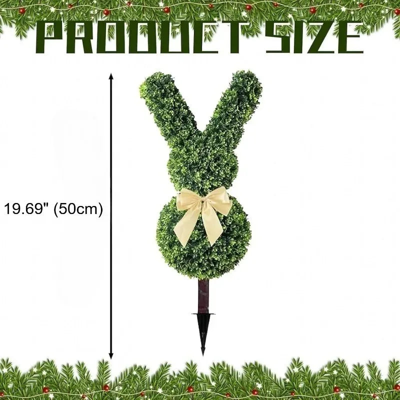 Verde Hare ~20" Faux-Moss Bunny Garden Stake – Artificial Topiary Rabbit Outdoor Porch & Yard Décor