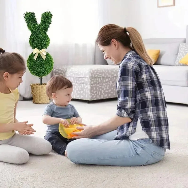 Verde Hare ~20" Faux-Moss Bunny Garden Stake – Artificial Topiary Rabbit Outdoor Porch & Yard Décor