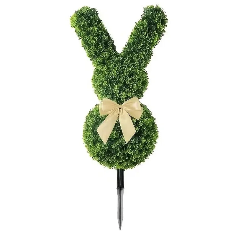 Verde Hare ~20" Faux-Moss Bunny Garden Stake – Artificial Topiary Rabbit Outdoor Porch & Yard Décor