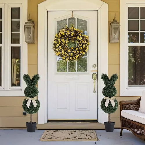 Verde Hare ~20" Faux-Moss Bunny Garden Stake – Artificial Topiary Rabbit Outdoor Porch & Yard Décor