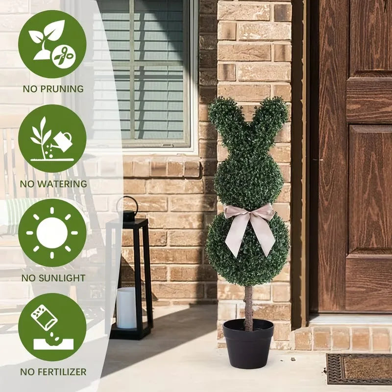 Verde Hare ~20" Faux-Moss Bunny Garden Stake – Artificial Topiary Rabbit Outdoor Porch & Yard Décor